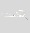 Full view white leather dog leash with loop handle