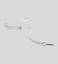 Extended white leather dog leash with silver clasp