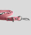 Close-up clasp detail on premium pink leather dog leash