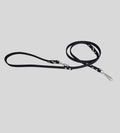 Full view adjustable black leather dog leash with handle loop