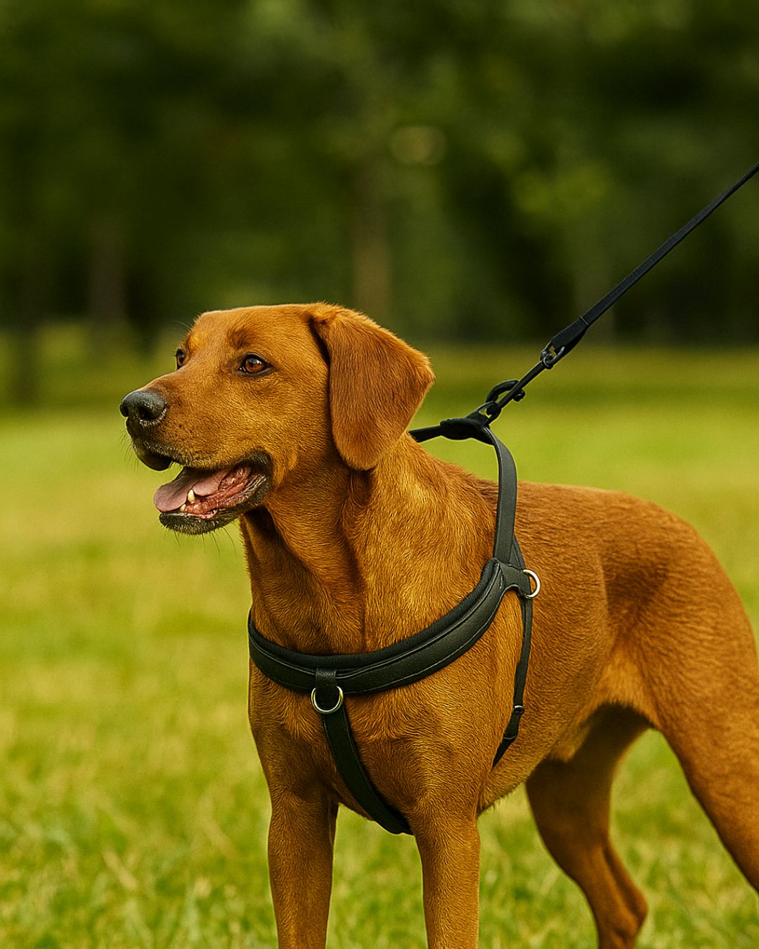 NoirBolt™ Padded Leather Dog Harness – Secure Fit for Agile Breeds