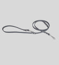 Full view mouse grey leather dog leash with loop handle