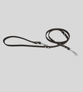 Full view dark brown leather dog leash with loop handle