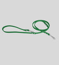 Full view light green leather dog leash with loop handle