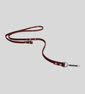 Extended burgundy leather dog leash with silver clasp